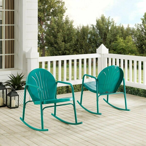 Claustro Outdoor Rocking Chair Set, Turquoise Gloss - 2 Chairs - 2 Piece CL3582598